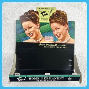 1950s Toni Hair Vintage Advertising Sign 16" Cardboard Display Tray Beauty Salon